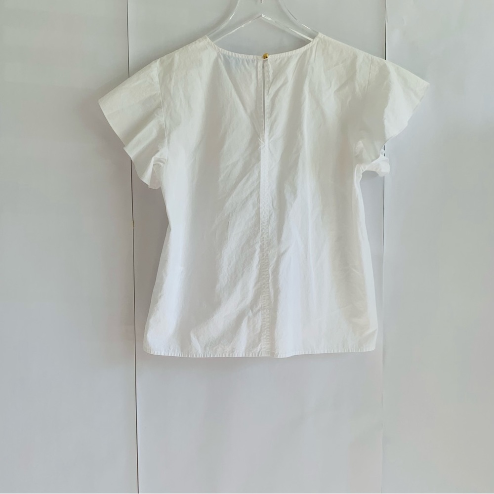 Draper James Solid Cloister Blouse Magnolia White flutter sleeve - Picture 10 of 11